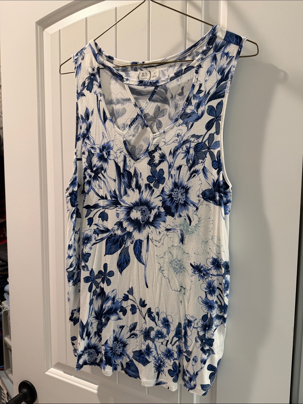 Maurices Blue and White Floral Tank Top
